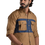 Camel Brown Hunt in Style Shirt | Premium Men's Sportswear | Classic Outdoor Design | Comfortable Cotton Fabric | Size 36-44